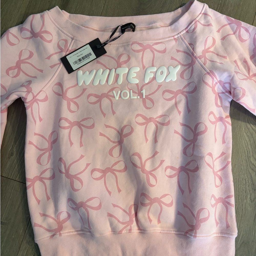 Woman’s Pink Bow off the shoulder Sweatshirt